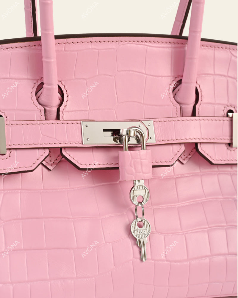 TOKIO SHOULDER - CANDY PINK CROC - M - (W 29 × H 16 × D 14 cm) / SILVER