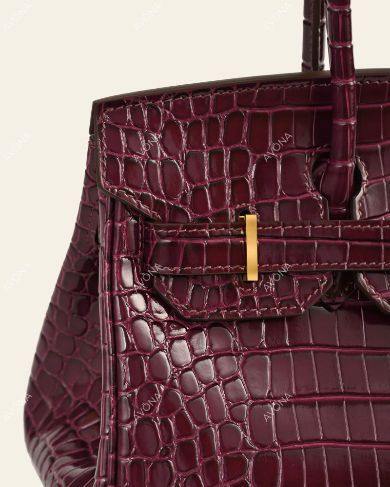TOKIO SHOULDER - CASSIS CROC - M - (W 29 × H 16 × D 14 cm) / GOLD