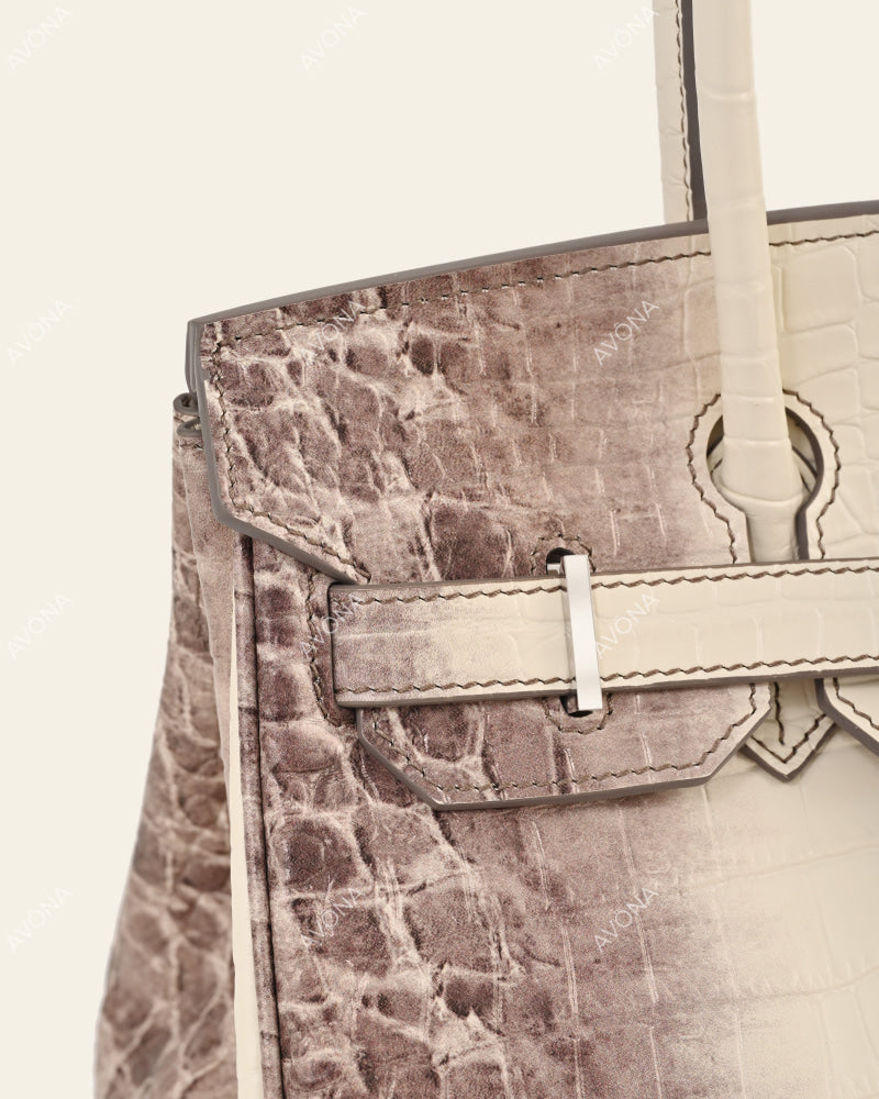 TOKIO SHOULDER - HIMALAYA CROC - M - (W 29 × H 16 × D 14 cm) / SILVER