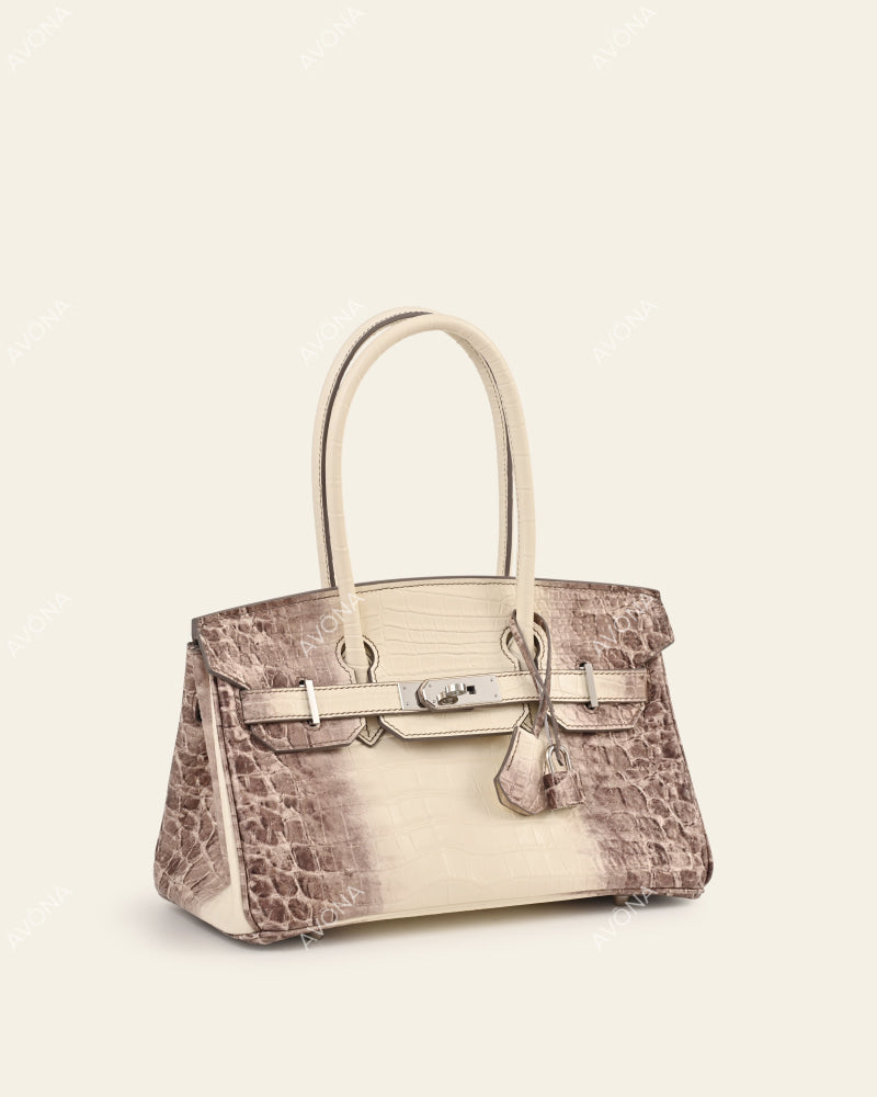 TOKIO SHOULDER - HIMALAYA CROC - M - (W 29 × H 16 × D 14 cm) / SILVER