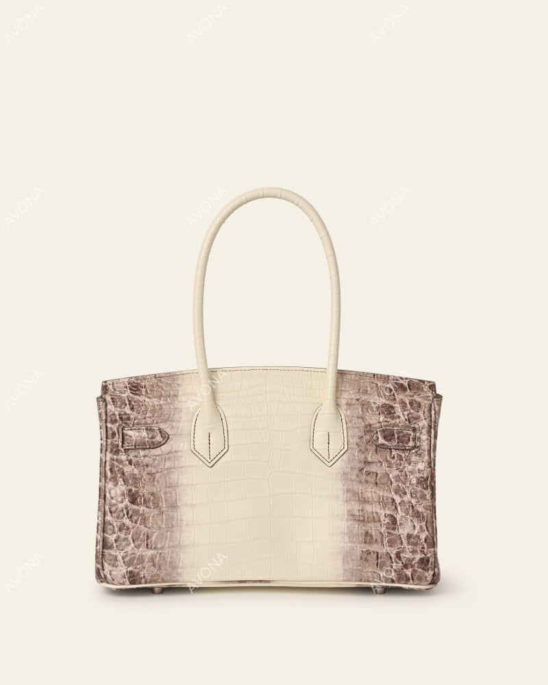 TOKIO SHOULDER - HIMALAYA CROC - M - (W 29 × H 16 × D 14 cm) / SILVER