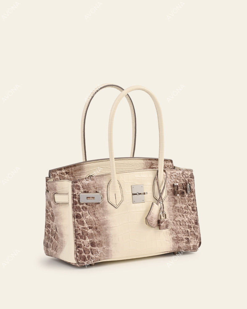 TOKIO SHOULDER - HIMALAYA CROC - M - (W 29 × H 16 × D 14 cm) / SILVER