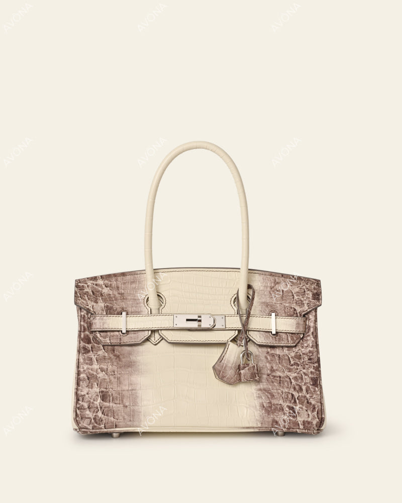 TOKIO SHOULDER - HIMALAYA CROC - M - (W 29 × H 16 × D 14 cm) / SILVER
