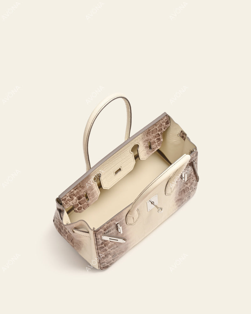 TOKIO SHOULDER - HIMALAYA CROC - M - (W 29 × H 16 × D 14 cm) / SILVER