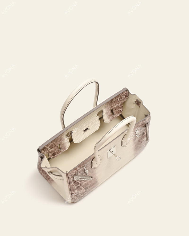 TOKIO SHOULDER - HIMALAYA CRYSTAL CROC - M - (W 29 × H 16 × D 14 cm) / SILVER