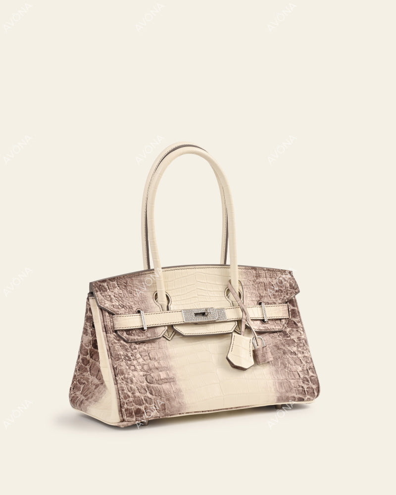 TOKIO SHOULDER - HIMALAYA CRYSTAL CROC - M - (W 29 × H 16 × D 14 cm) / SILVER