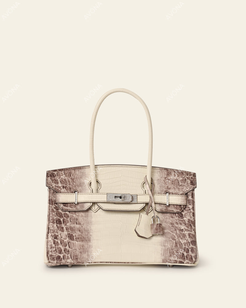 TOKIO SHOULDER - HIMALAYA CRYSTAL CROC - M - (W 29 × H 16 × D 14 cm) / SILVER