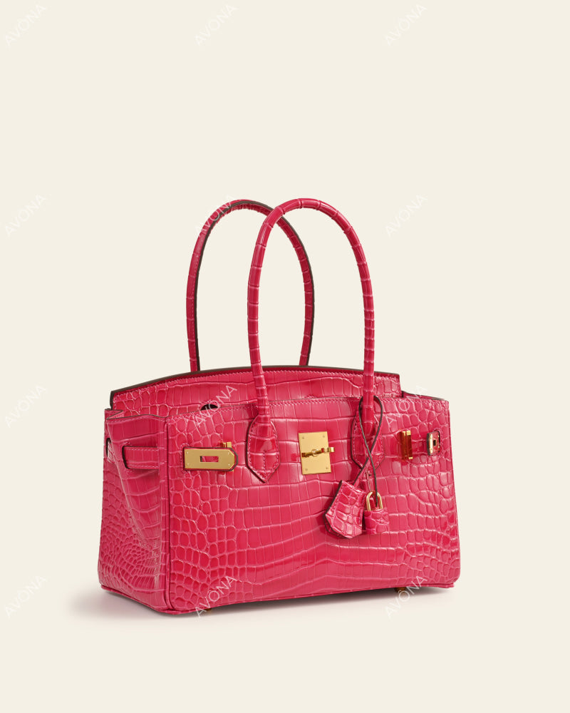 TOKIO SHOULDER - MAGENTA CROC - M - (W 29 × H 16 × D 14 cm) / GOLD