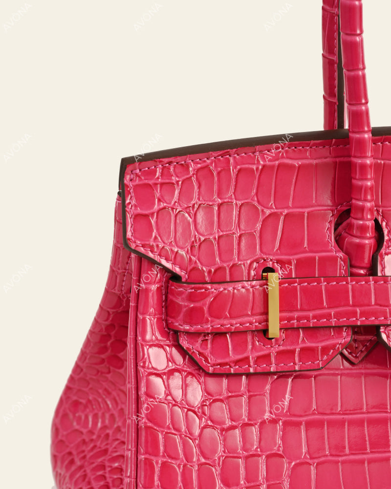 TOKIO SHOULDER - MAGENTA CROC - M - (W 29 × H 16 × D 14 cm) / GOLD