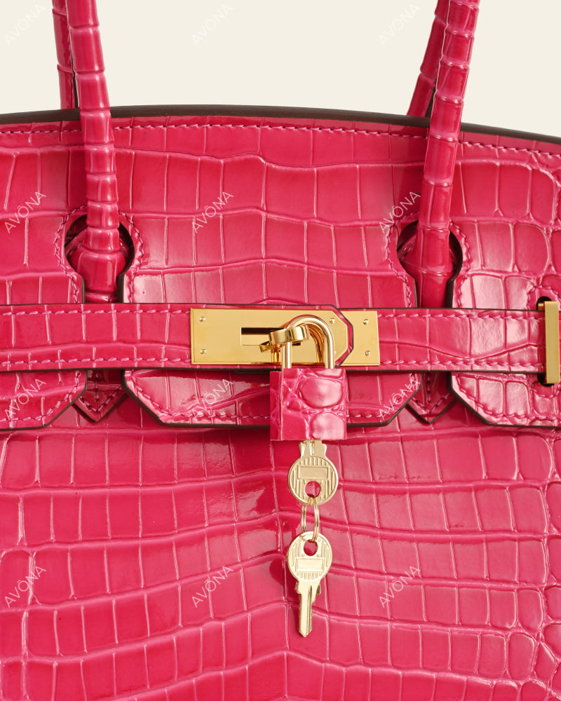 TOKIO SHOULDER - MAGENTA CROC - M - (W 29 × H 16 × D 14 cm) / GOLD