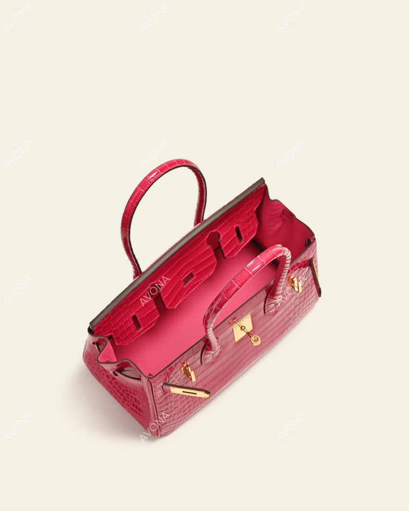 TOKIO SHOULDER - MAGENTA CROC - M - (W 29 × H 16 × D 14 cm) / GOLD