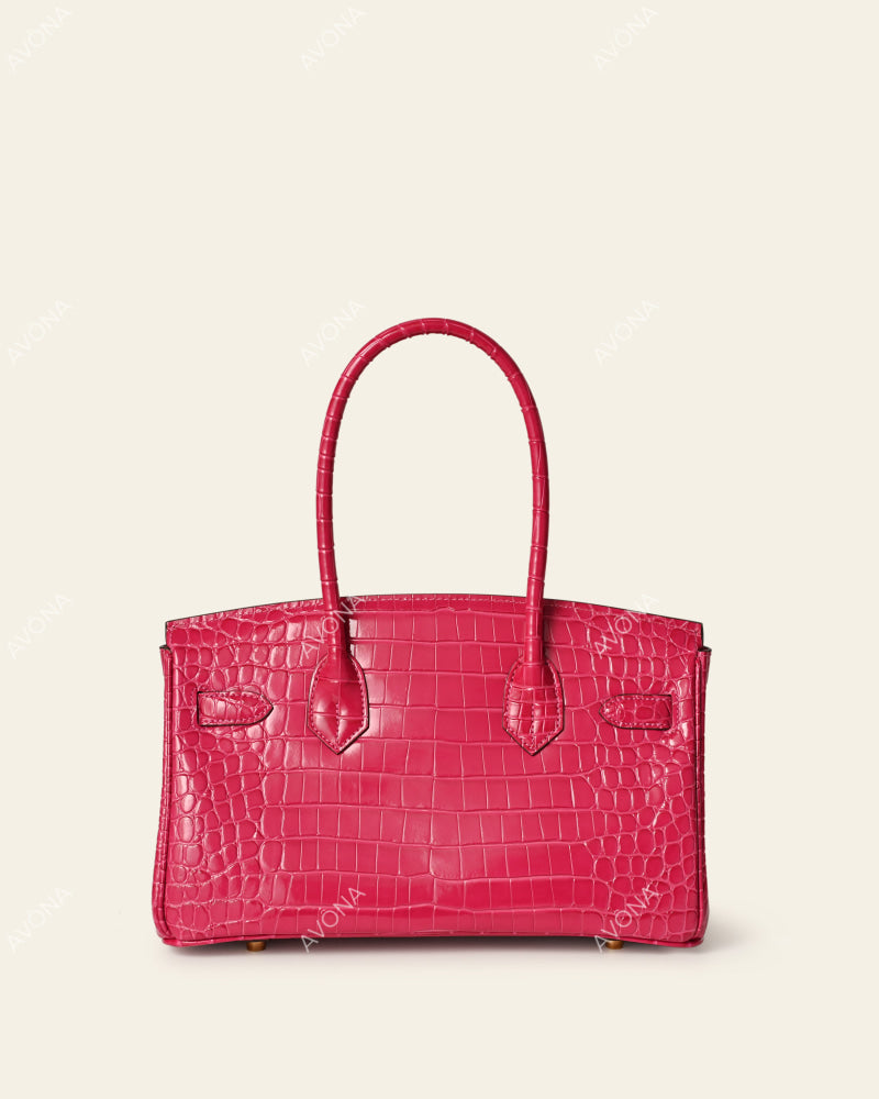 TOKIO SHOULDER - MAGENTA CROC - M - (W 29 × H 16 × D 14 cm) / GOLD
