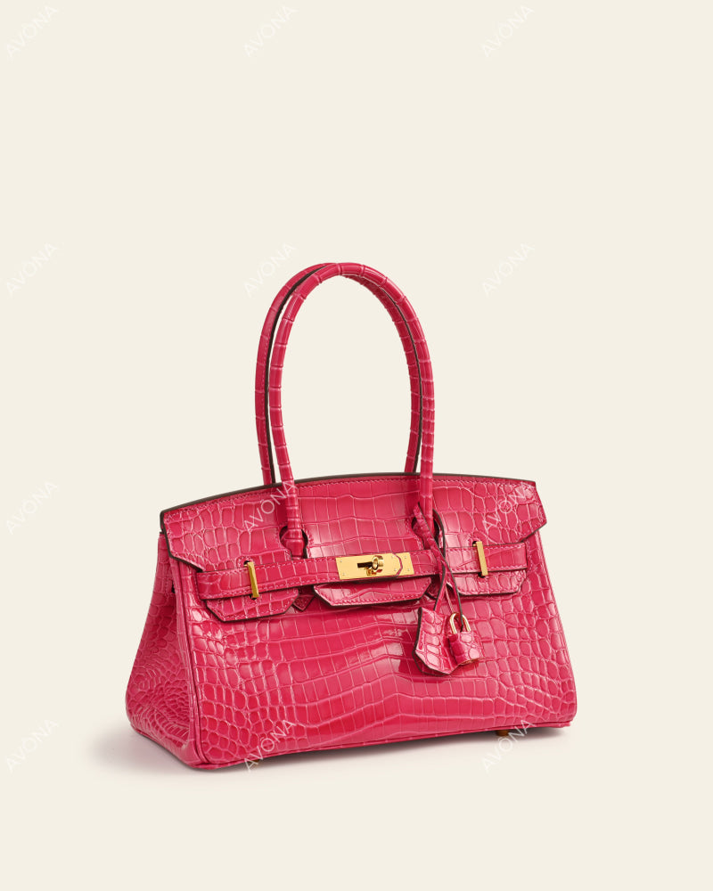 TOKIO SHOULDER - MAGENTA CROC - M - (W 29 × H 16 × D 14 cm) / GOLD