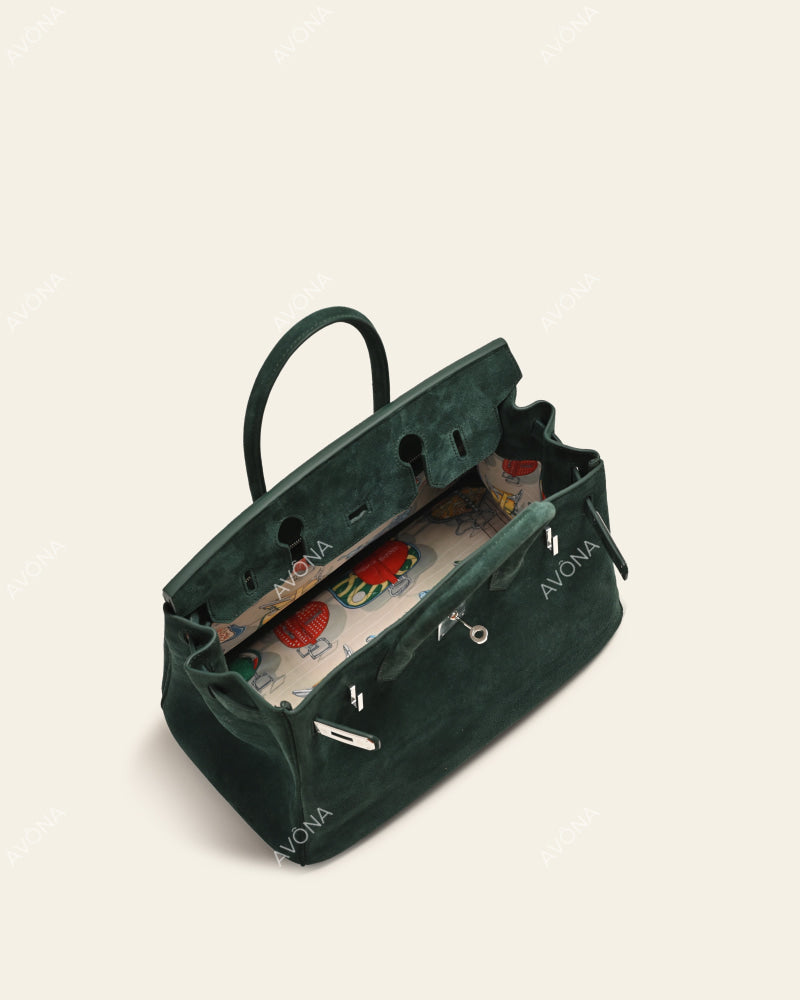 TOKIO SUEDE - EMERALD - M - (W 30 x H 23 x D 15 cm) / SILVER