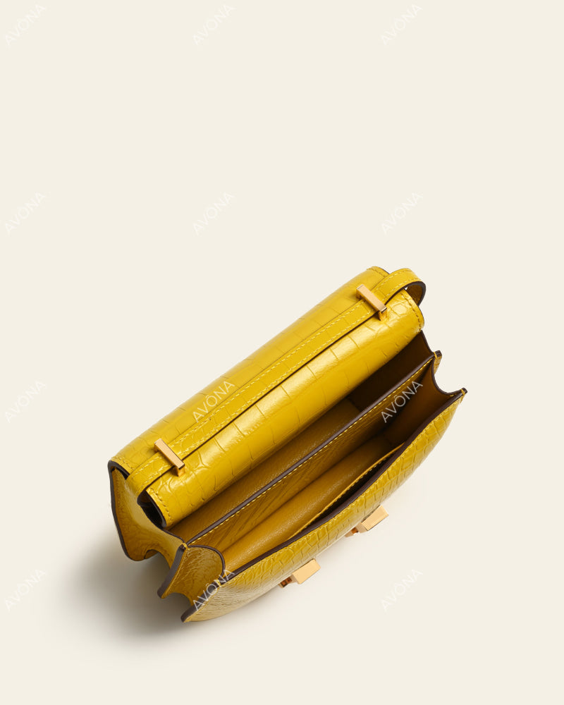 VENICE AMBER CROC - XS (18x16x4cm) / GOLD