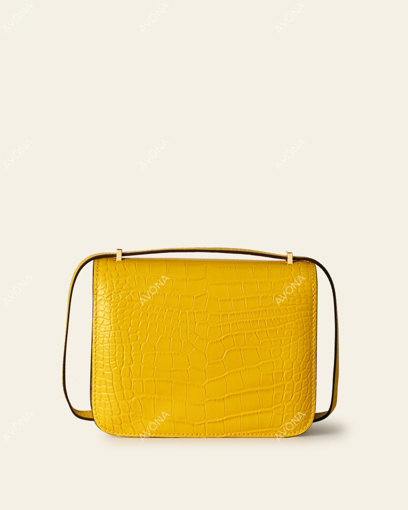 VENICE AMBER CROC - XS (18x16x4cm) / GOLD