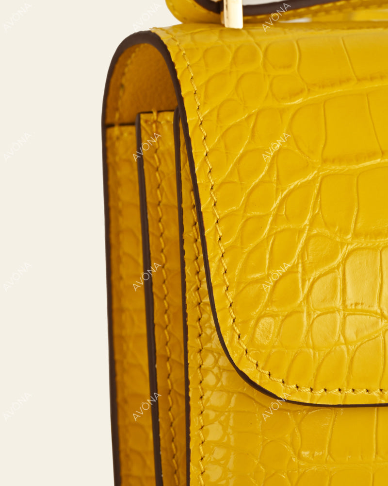 VENICE AMBER CROC - XS (18x16x4cm) / GOLD