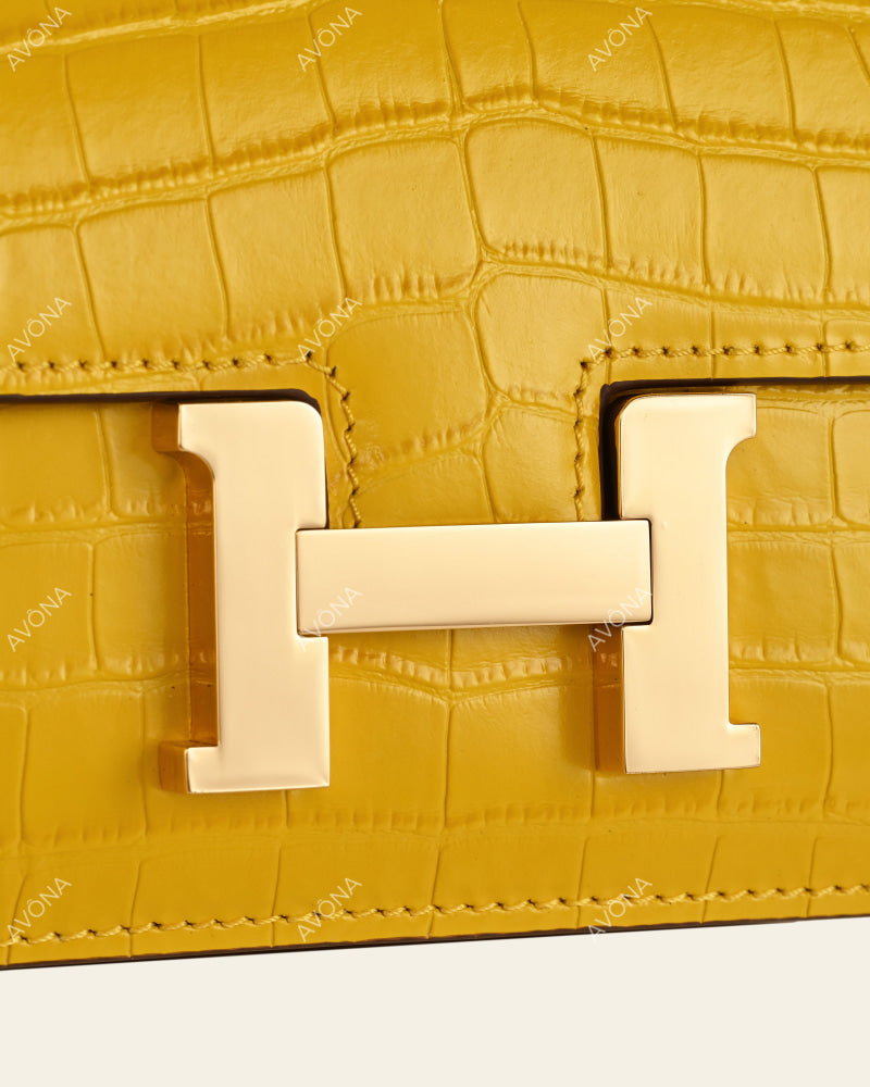 VENICE AMBER CROC - XS (18x16x4cm) / GOLD