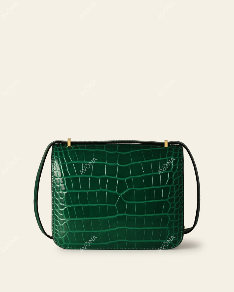VENICE EMERALD TWIST CROC - XS (18x16x4cm) / GOLD