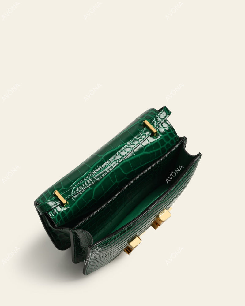 VENICE EMERALD TWIST CROC - XS (18x16x4cm) / GOLD
