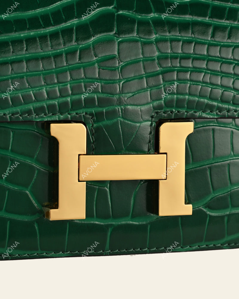 VENICE EMERALD TWIST CROC - XS (18x16x4cm) / GOLD