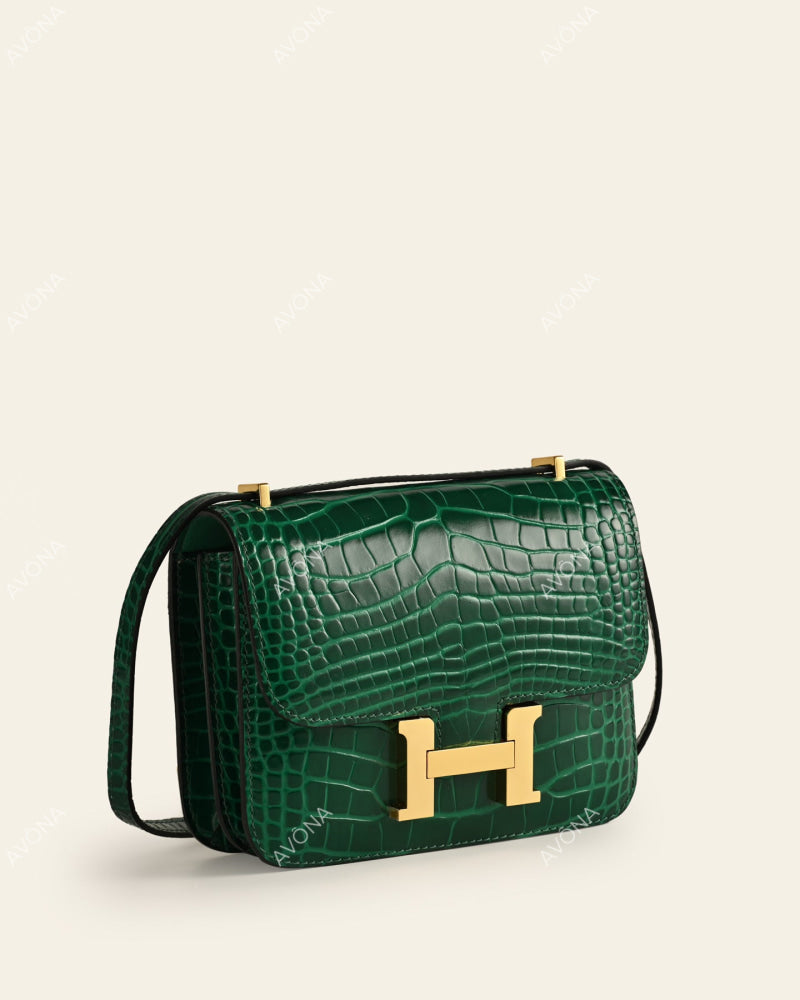 VENICE EMERALD TWIST CROC - XS (18x16x4cm) / GOLD