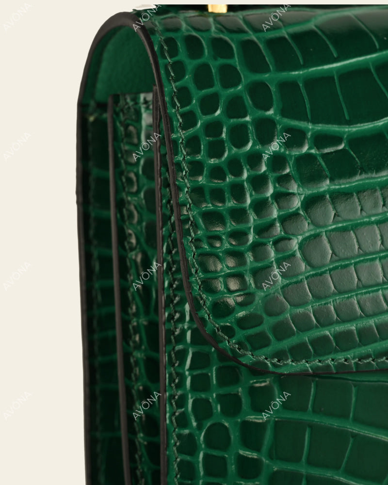 VENICE EMERALD TWIST CROC - XS (18x16x4cm) / GOLD