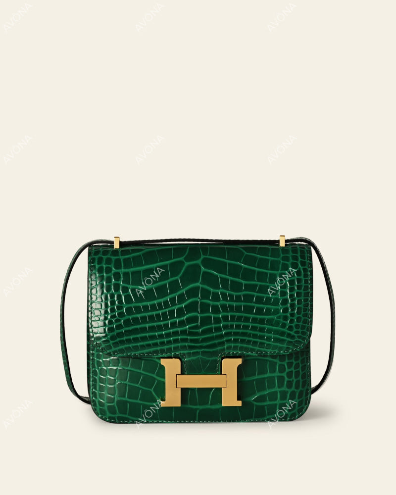 VENICE EMERALD TWIST CROC - XS (18x16x4cm) / GOLD