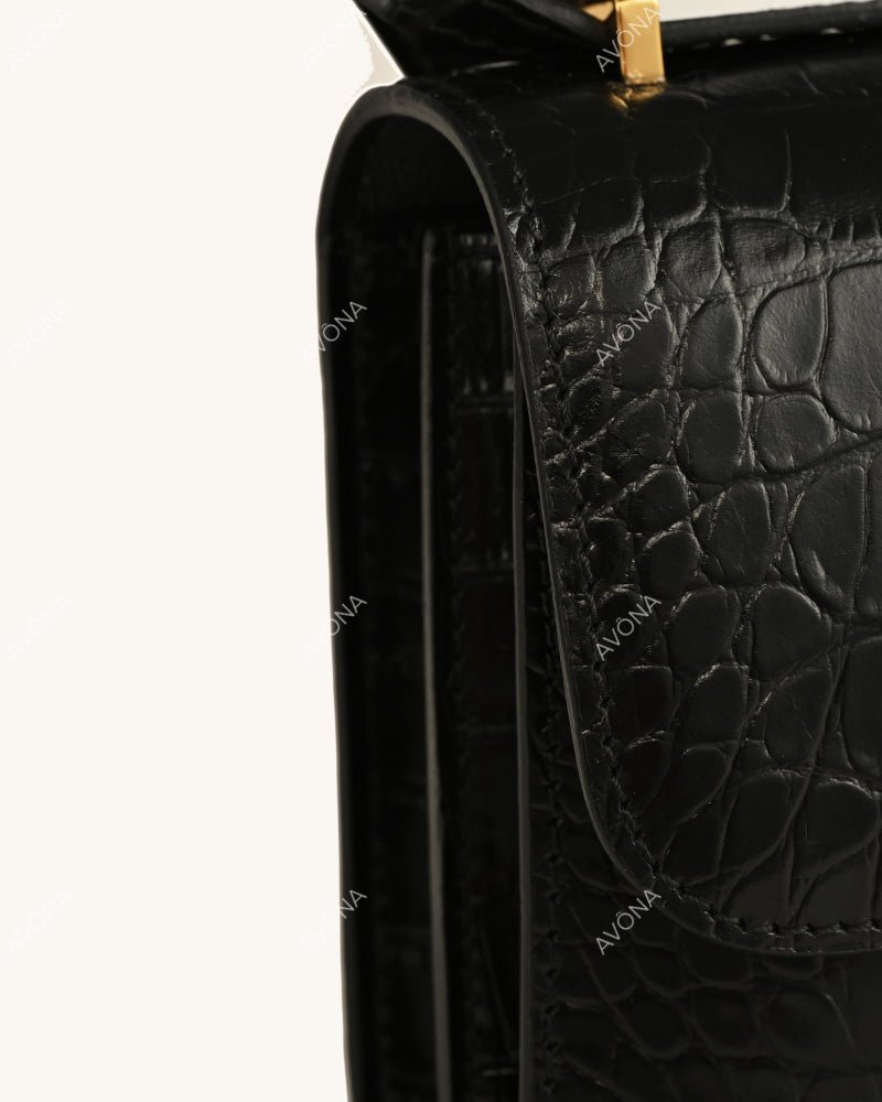 VENICE ONYX CROC - XS (18x16x4cm) / GOLD