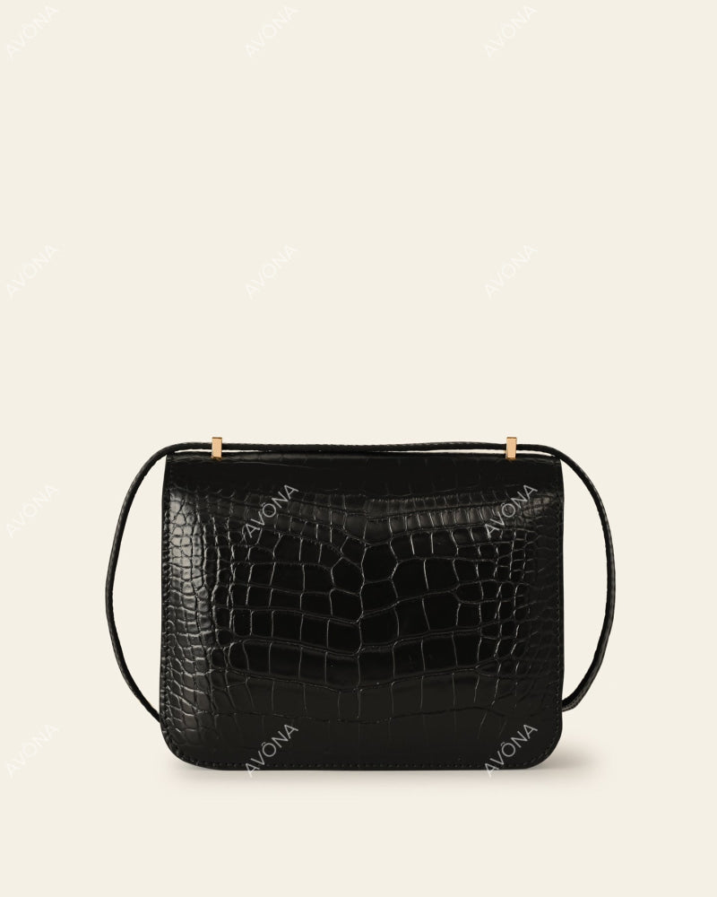 VENICE ONYX CROC - XS (18x16x4cm) / GOLD