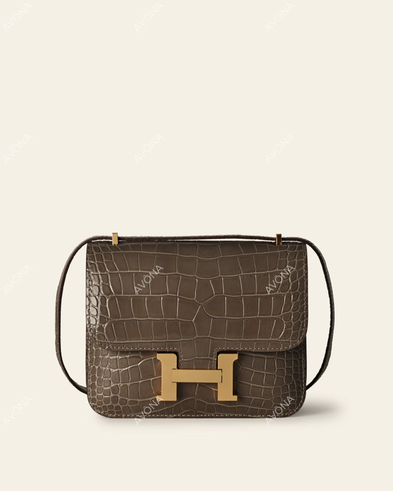 VENICE PEBBLE CROC - XS (18x16x4cm) / GOLD