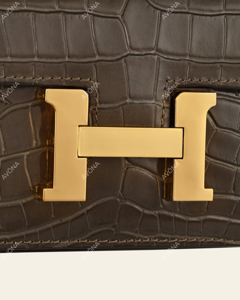 VENICE PEBBLE CROC - XS (18x16x4cm) / GOLD
